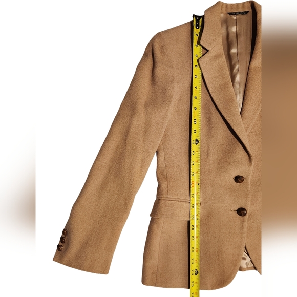 Vintage Camel Hair Tan Structured Blazer Oversized Womens S Quiet Luxury Neutral - Picture 8 of 11